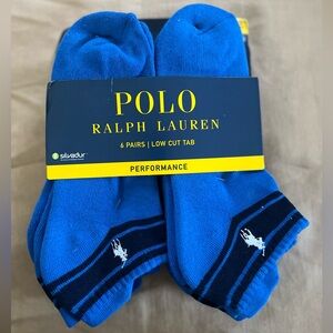NWT- Polo Ralph Lauren 6 Pair Low Cut Tab- One Size Performance Sock- Mesh Vent